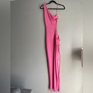 Fashion Nova bubble gum pink side cut out dress!